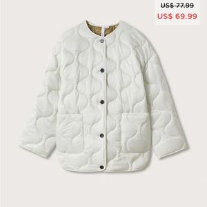 NWT MANGO Oversized White Quilted Padded Liner Coat